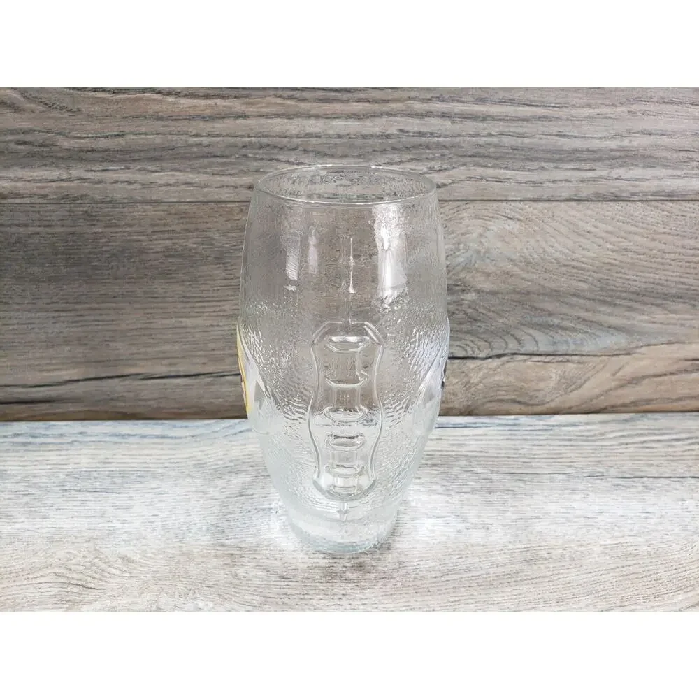 NFL Super Bowl XXXVI Miller Lite Logo Clear Drinking Glass Football Shaped